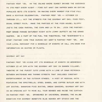 A schedule of events.