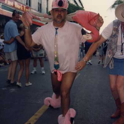 Unknown man dressed up on Duval Street.