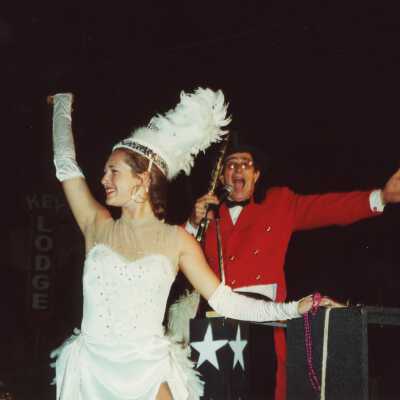 Unknown people dressed up in the parade.