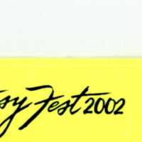 Bright yellow 2002 wrist band.