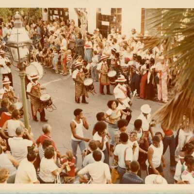 A band playing in a parade
