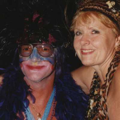 Unknown couple dressed up.