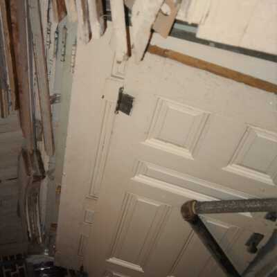 Doors stacked next to each other.