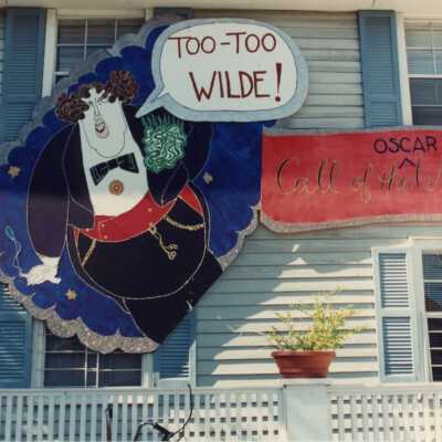 A hotel decorated for Fantasy Fest.