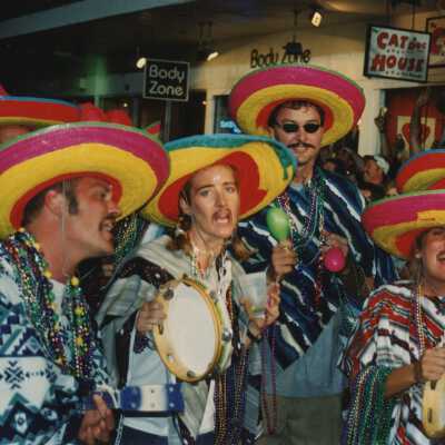 Unknown people dressed up.