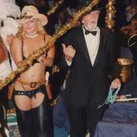 An Unknown woman and Capt. Tony on a float.