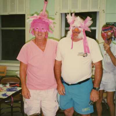 Two unknown people wearing face mask.