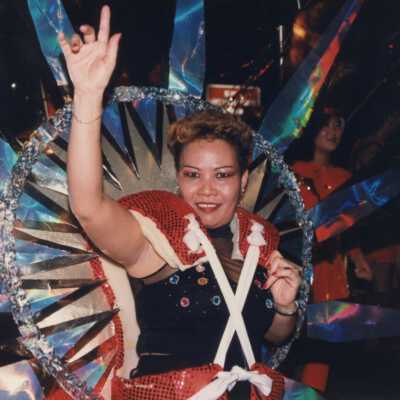 Unknown woman dressed up in the parade.