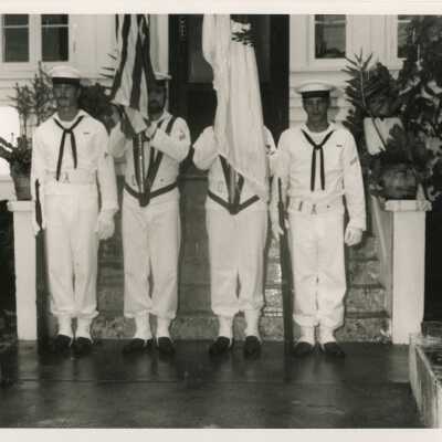 U.S. Navy men standing at attention