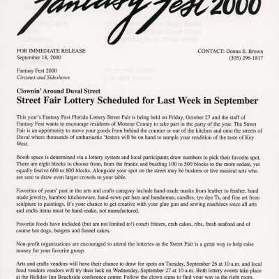 Press release about the street fair.