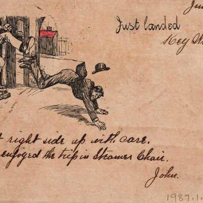 Cartoon of a Man Ejected from a Building