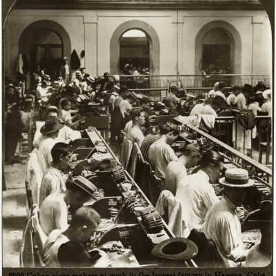 Cuban Cigar Makers at Work in the Largest Factory in Havana, Cuba