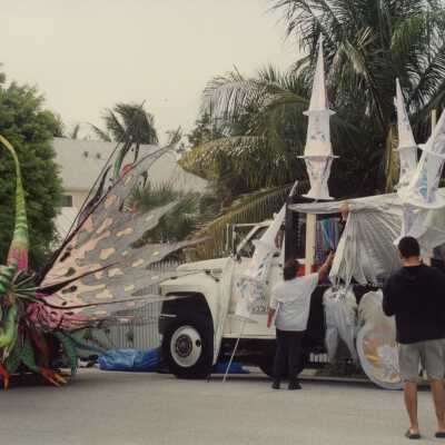 Floats that will be in the parade.