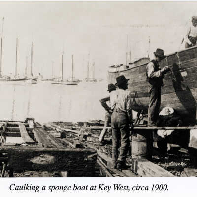 Caulking a Sponge Boat at Key West