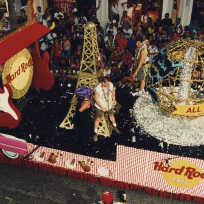 Hard Rock Café float in the parade.