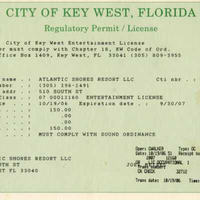 Regulatory Permit/License for Atlantic Shores: Copyright: @ Key West Art & Historical Society; Origformat: Print-Photographic