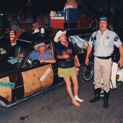 Unknown people with a float in the parade.