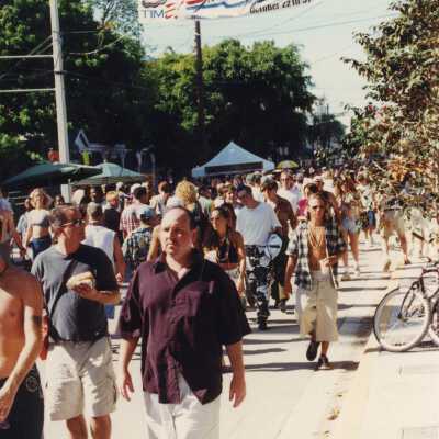 Unknown people walking in the street.