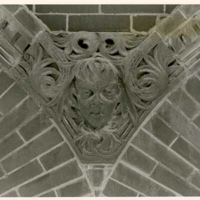 Terra cotta detail in the rear archway.