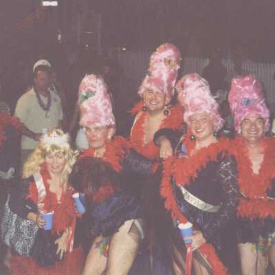 Unknown people dressed up.