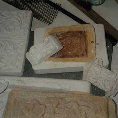 Pieces of terra cotta detail work.