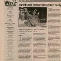 An article that reads Market Share presents Fantasy Fest to city in the Keys Weekly.