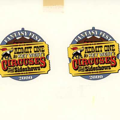 Two small round pictures of the Fantasy Fest 2000 medallions for the necklaces.