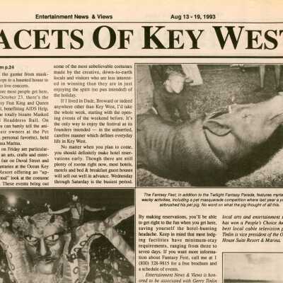 An article that reads Island Gears up for Fantasy Fest in the Entertainment New and Views newspaper.