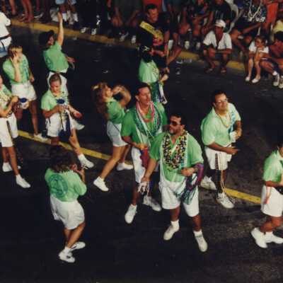 A group of unknown people in the parade.