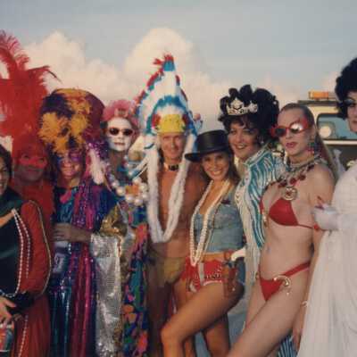 Unknown people dressed up.