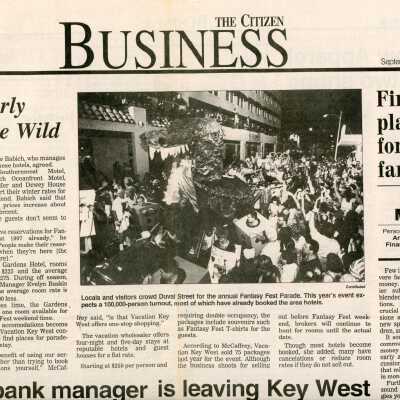 An article in the Key West Citizen that reads Key West nearly booked for the wild.