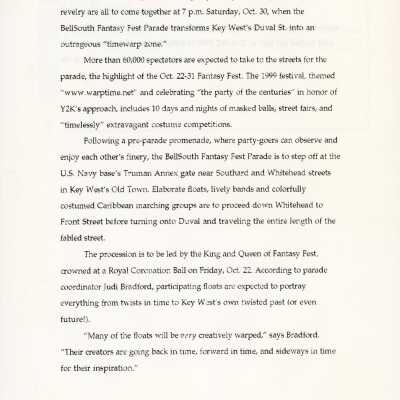 A fax to Judi Bradford from Carol about the parade release.