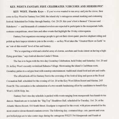 Media information for immediate release.