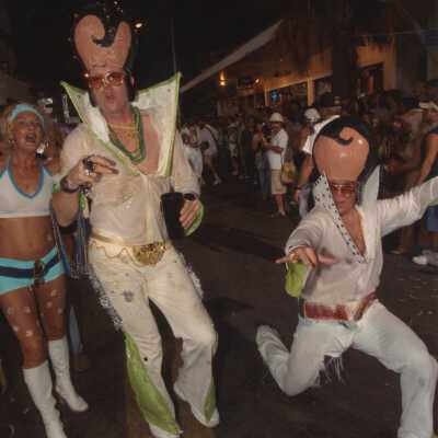 Unknown people dressed up.