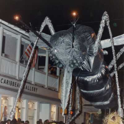 A huge bug float in front of the Caribbean Gallery.