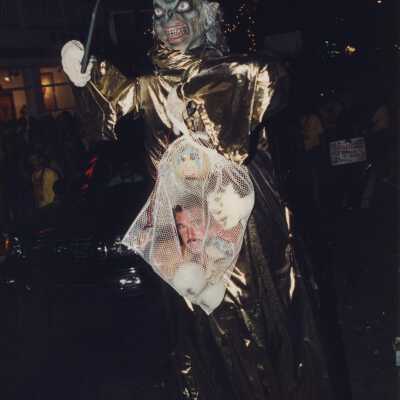 An unknown person dressed up in the parade.