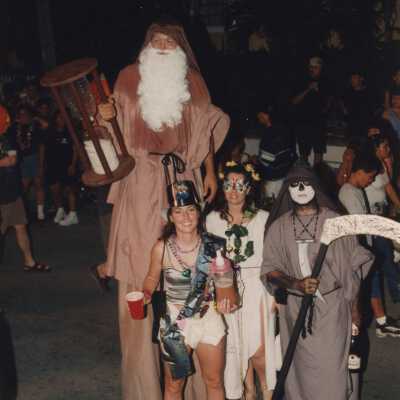 Unknown people dressed up in the parade.