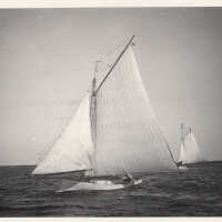 Gaff-rigged sponge boat