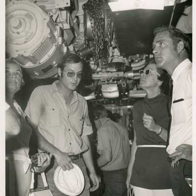 Unknown people in a control room on a ship