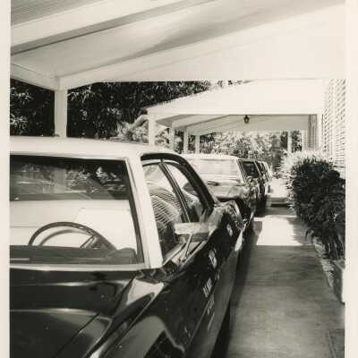A group of cars parked