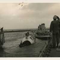 A submarine and a boat