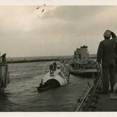 A submarine and a boat