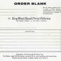 Key West Hand Print Fabrics Order Form
