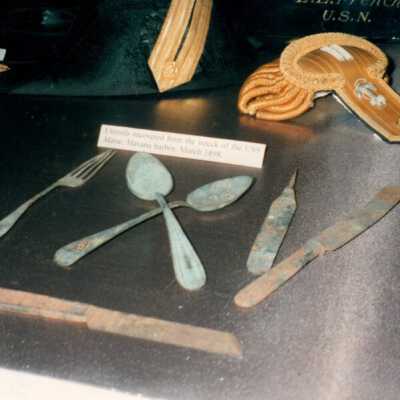 Eating utensils from the U.S.S. MAINE: Copyright: © Key West Art & Historical Society; Origformat: Print-Photographic
