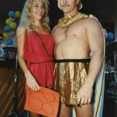 Unknown couple dressed up.