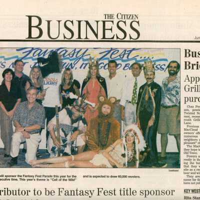 An article in the Key West Citizen about Fantasy Fest that reads Distributor to be Fantasy Fest title sponsor.