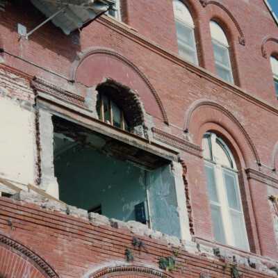 Windows on the exterior of the second floor.