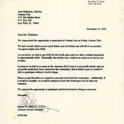 A letter to Ms. Dickinson from the American Red Cross.