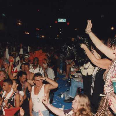 The FF crowed walking near he judges.