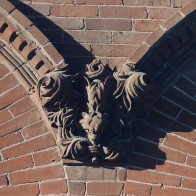 Terra cotta and brick detail work on the exterior.
